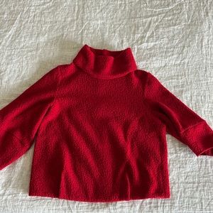 Red cropped sleeve turtleneck